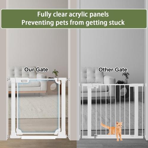Clear Baby Safety Gate for Stairs,29-48 Wide, 30 Tall Pressure Mounted Acrylic Pet Gate, Easy Walk Through Auto Close Child Gate for Doorways and House,29.52-47.24