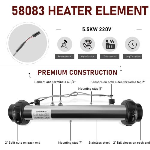 Replacement for Balboa 58083 Hot Tub Heater Element 25-175-1010 VS M7 Spa Heater Assembly, 5.5KW, 220V Suitable for Balboa BP, VS, and EL2001 Control Systems