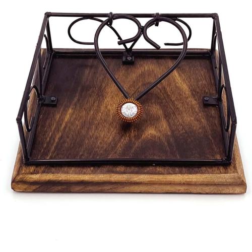 Square Wooden Napkin holder for table Tissue Paper Holder for Dining Table wooden napkin holders for paper napkins Tissue Rack for Facial Napkins(Iron with wood)