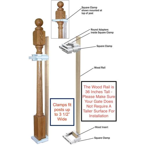 Safety Innovations No Hole Stairway Baby Gate Mounting Kit - Fits Posts from 2 3/4 inches to 3 1/2 inches Wide with Square or Round Tops - No Adhesives On Or Screws in Your Posts, (1-Pack)