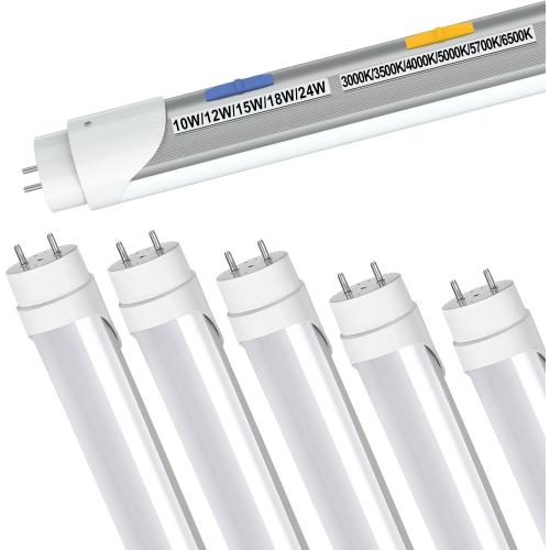 T8 T12 LED Tube Light Bulbs 4 Foot, 5 Power(10W-24W)& 6CCT(3000K-6500K) All in 1, Plug & Play or Ballast Bypass, T8 4ft Fluorescent Replacement, Durable Type A B Light Tube, ETL DLC (6Pack)
