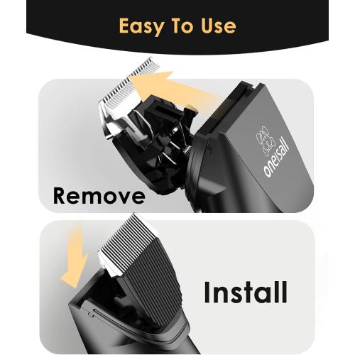 oneisall Quiet Cat Clippers for Matted & Long Hair, 2-Speed Cordless Pet Shaver Grooming Kit for Cats, Small Dogs & Animals (Black)
