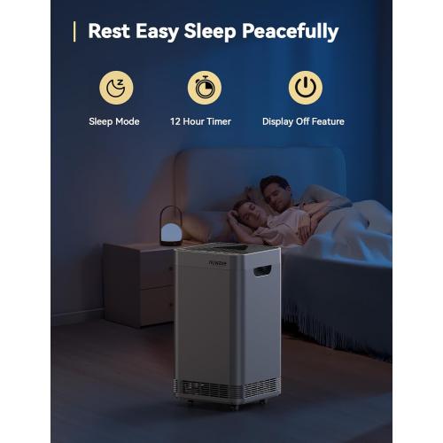 Nuwave OxyPure Zero Plus Air Purifier, Save on Filter Replacements, Covers up to 3210ft² Large Room with Powerful Motor, Captures 99.99% of Particles, Dust, Smells, Sleep Mode for Bedroom