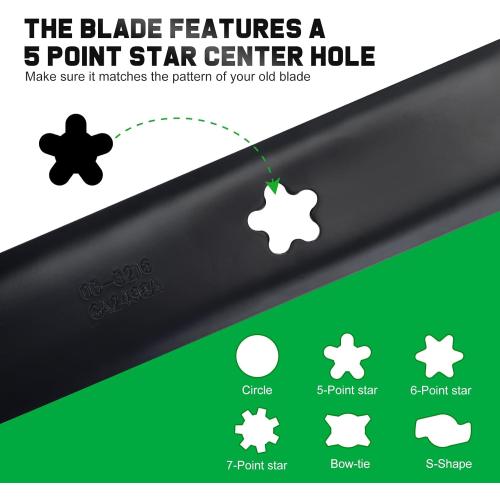 Grasscool 138971 Blades for Craftsman 42 inch Mower with 5-Star Mounting Pattern LT1000 LT2000 T110 YT3000 42'' Deck Cut Zero Turn Riding Repalce 532138971