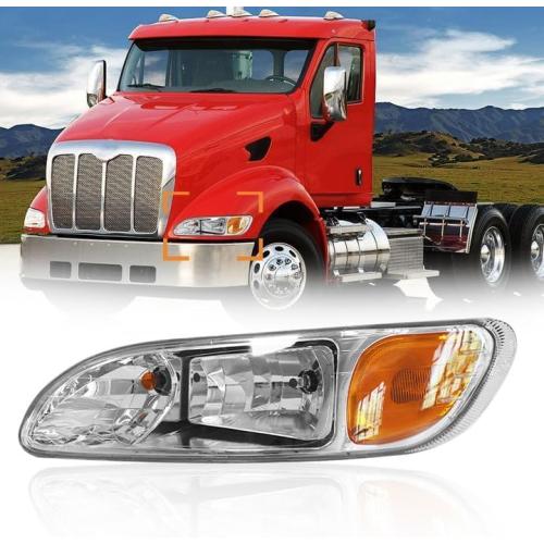 Headlights for Peterbilt 387 325 330 335 337 340 348 382 384 386 Truck High and Low Beam Bulb Left Driver Side Headlamp