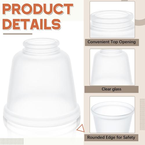 6 Pcs Frosted Glass Globes for Ceiling Fan Lights Covers Glass Lamp Shade Replacement for E26 Chandelier Table Wall Sconce, 2-1/8 Fitter, 4-5/8 Diameter x 4-1/2 Height