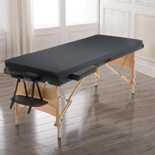 Lash Bed Foam Topper for Massage Bed, 73x24x2 inch Black Memory Foam Removable Cover Massage Mattress, Non-Slip Elastic Bands