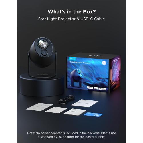 Govee Star Light Projector with 3 Aurora Flowing Effects | Works with Matter and Alexa, 52 Scene Modes, 18 White Noise Options, LED Night Light Projector for Bedroom, Without Plug