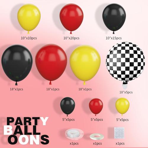 Race Car Balloon Arch Garland Kit - Red, Yellow, Black Party Decorations for Boys Birthday Theme Supplies