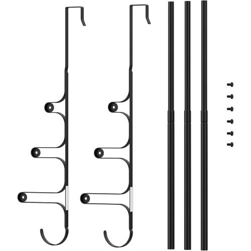 Over The Door Towel Rack, Extendable Triple Towel Storage Holder with Hooks, 24.02 Inches Towel Bar Hanger Towel Racks for Bathroom (Black)