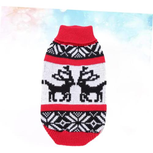 Milisten Adorable Pet Christmas Elk Sweater Dog Turtleneck Sweater Festive Knitted Dog Pajamas Winter Warm Pet Outfit Size m 2 pk