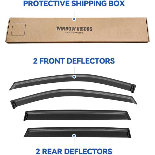 Window Visors Rain Guards for Nissan Rogue S SV SL 2014-2020, Out-Channel Window Vent Wind Deflectors Visors Shades for 14-20 Rogue (Excludes Rogue Sport Model)