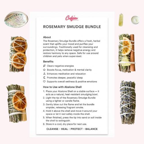 Calyza 7 Pcs Sage Smudge Kit – 4 Rosemary Palo Santo Bundles, Citrine Crystal Point & Candle, Lavender & Palo Santo Kit Sage kit for Meditation & Yoga Spiritual Healing - Home Energy Cleansing