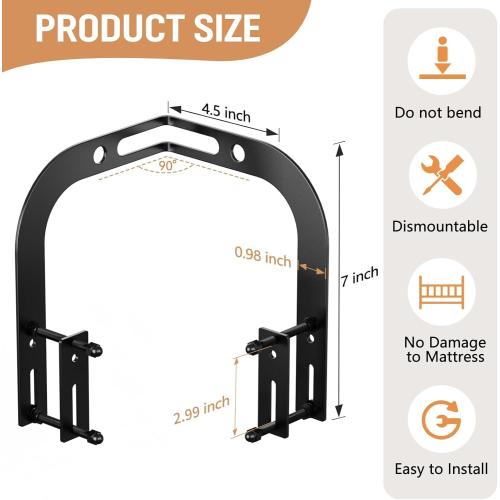 DELLAN Mattress Slide Stopper, Corner Non-Slip Mattress Gripper Retainer Bar, Holder for 1.75x 2.9 Metal Bed Frame to Prevent Sliding (2 Pack)