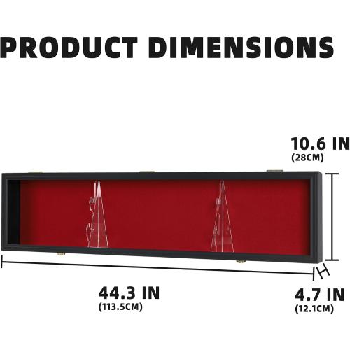 Sword Saber Display Case Cabinet Stand Holder Lightsaber Shadow Box Wall Mount Lockable with 98% UV Protection Red Color Felt (Black)