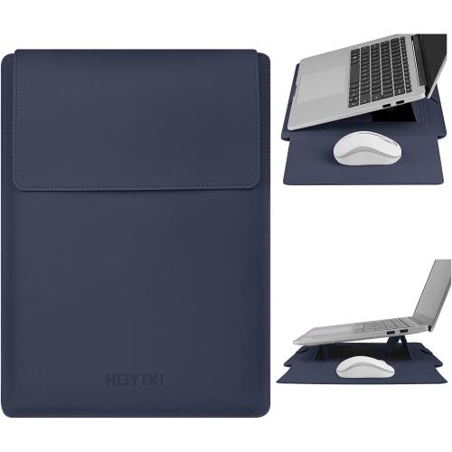 15.6 Laptop Sleeve Case PU Leather with Stand Compatible with MacBook Pro 16/15.4'' MacBook Pro 15, Mac Air 15/ Dell, Matebook,Asus,15-16'' Laptop Bag,(Patent Pending),Blue