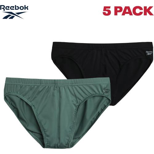 Reebok Mens Low Rise Briefs - 5 Pack Athletic Performance Mens Underwear Briefs with Contour Support Pouch for Gym Daily Wear