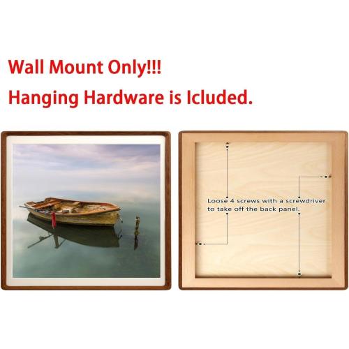 20x20 Square Picture Frame in Natural Walnut Wood, Solid Wooden Frames matted to 18x18, Gallery Frames for Wall Mount