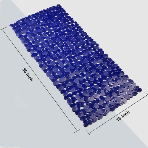 SONGZIMING Bathtub Mat Non Slip Pebble Bath Shower Mat with Drain Holes, Suction Cups Mat for Tub 16 W x 35 L, Navy Blue