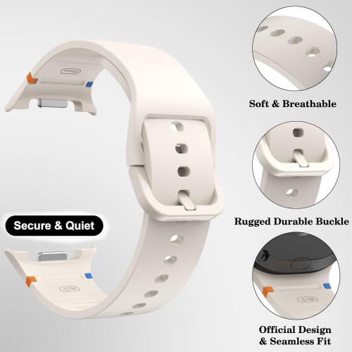 For Galaxy Watch 8 9 Bands 40mm 44mm Classic 46mm,No Gap Silicone Sport Bands Strap Compatible with Samsung Galaxy Watch 8 9 and 8 Classic 40mm 44mm 46mm Band