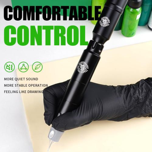 Dragonhawk Cartridges Tattoo Gun Machine Kit - S12 Corded/Cordless Rotary Pen with 2 Rechargeable Batteries Complete Tattoo Kit for Beginners