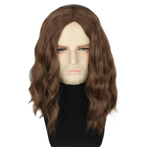 Topcosplay Mens Wig Brown Short Curly Wigs Man or Women Wig Halloween Costume Party Wig Funny Wigs