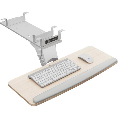 EUREKA ERGONOMIC Keyboard Tray Height Adjustable, Swivel Tilt Computer Keyboard Drawer Under Desk, 25x9.13'' Sliding Keyboard & Mouse Platform with Mouse Pad for Typing, Maple