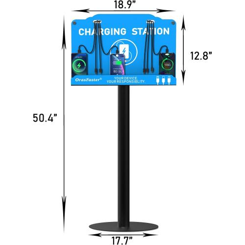 Floor Standing Cell Phone Charging Station Multi-Device Station with 8 Charger Ports Compatible with Smartphones Tablets Application for Schools, Office, Shopping Malls