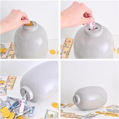 Large Piggy Bank for Adults Must Break to Open,Ceramic Money Bank,Alcancias De Dinero para Adultos,Girls Piggy Bank Boys,Coin Bank,Modren Home Decor Living Room,Disguise as Vase