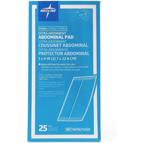 Medline Medline Sterile Abdominal Pad, NON21450H, 5 inch x 9 inch, 4 Packs of 25 Count