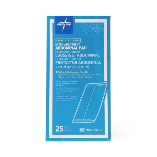 Pack of 4 25 pads per box Medline Sterile & Latex-Free Abdominal Pads, 5 x 9