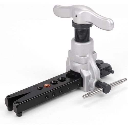 HORUSDY 7 Dies Flaring Tools Set For Sizes 3/16 -3/4 Refrigeration HVAC 45 degree Heavy Duty Eccentric Cone Type Kit for Water Gas Refrigeration Brake Line Applications,