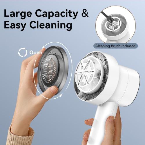 Rechargeable Fabric Shaver for Clothes: 6-Leaf Blades & 3 Speeds to Remove Pilling, Fuzz & Lint Balls - with LED Display, Portable Electric Lint Remover for Sweater, Couch, Blanket, Furniture