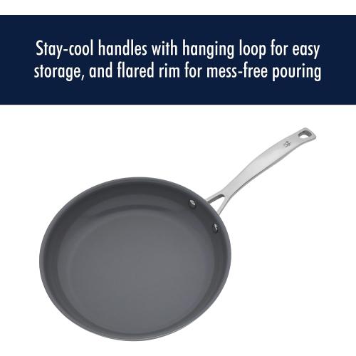 HENCKELS Clad H3 10-pc Induction Ceramic Nonstick Pot and Pan Set, Stainless Steel, Durable and Easy to clean