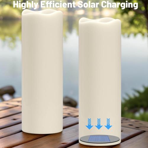 14 Large Outdoor Solar Flameless Candles Waterproof Dusk to Dawn