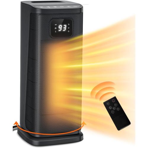KopBeau Space Heater Indoor, 1500W Fast Quiet Heating Portable Electric Heaters with Thermostat, 4 Modes, Overheating & Tip-Over Protection, Oscillating Room Heater with Remote for Office Bedroom Use