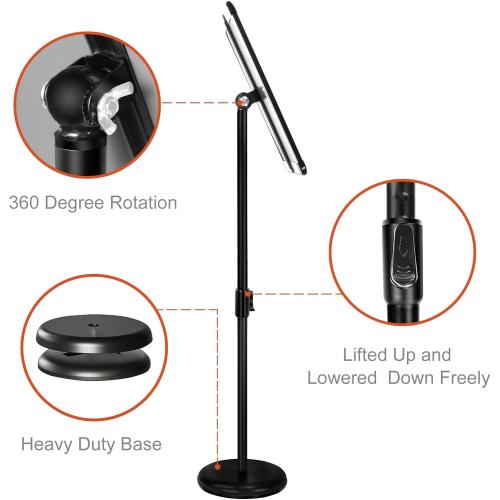 Black 8.5x11 Heavy Duty Floor Sign Stand Adjustable Pedestal Sign Holder Stand, Poster Stand Aluminum Snap Open Frame for 8.5X11 Inches with Heavy Round Base, Both Vertical and Horizontal Sign Displayed