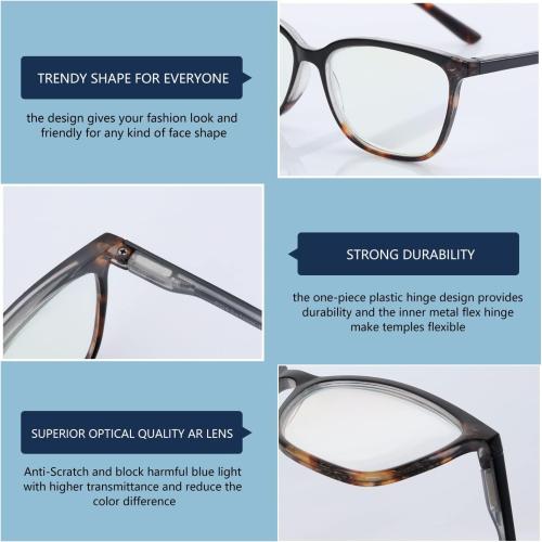 BLUEMOKY Blue Light Reading Glasses for Women 3 Pack Fashion Cat Eye Computer Glasses Bluelight Blocking Reader
