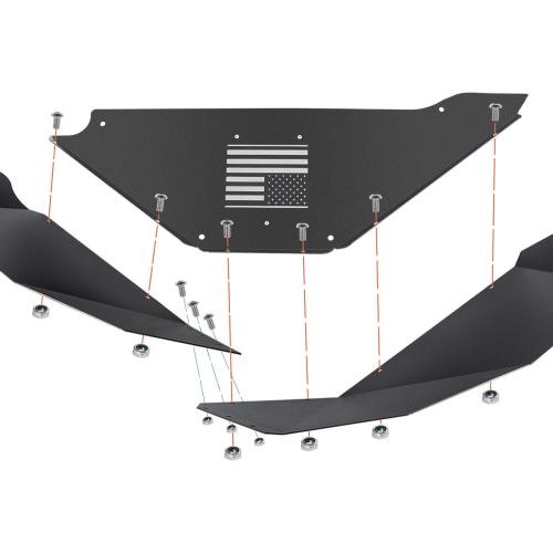 Front and Rear Aluminum Inner Fender Liner Set Compatible with 2007-2018 Wrangler JK JKU, US Flag Pattern, Great Fitting&Easy to Install, JK Accessories, Black 4PCS