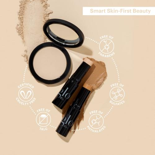 Glo Skin Beauty Pressed Base Powder Foundation, Beige Dark – Buildable Sheer to Full Coverage, Long Wear Face Powder Compact, Pressed Powder Makeup for Smooth, Semi-Matte Finish