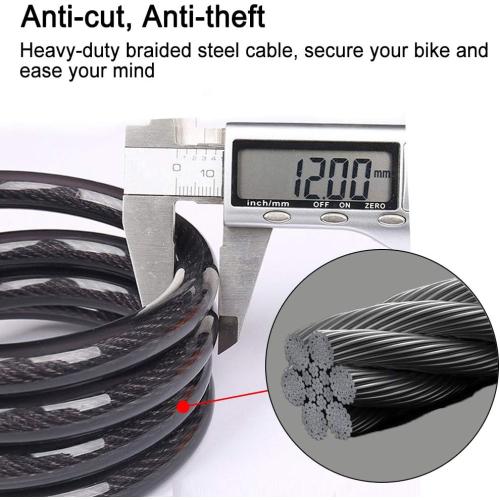 NDakter Bike Lock, 4/5.6 Feet Bicycle Cable, High Security 5 Digit Resettable Combination Coiling Bicycle Lock, Heavy Duty Anti Theft Cable with Mounting Bracket, 1/2 Inch Diameter (12mm)