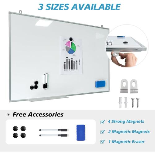 Magnetic Writeboard 24X36 Dry Erase Board Hanging & Wall Mounted Whiteboard S Aluminium Frame Message Boards for Home, School, Office, Kitchen