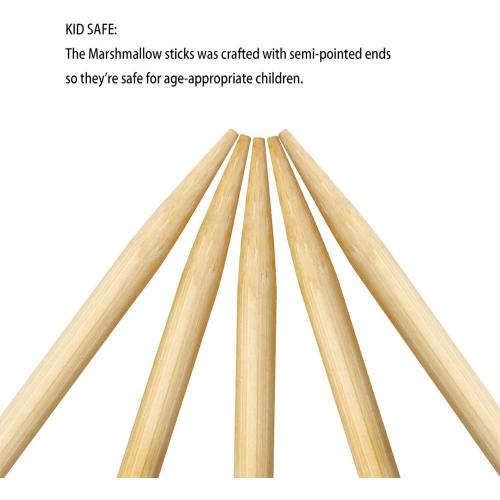 FLYPARTY Bamboo Marshmallow Roasting Sticks with 30 Inch 5mm Thick Extra Long Heavy Duty Wooden Skewers,Roaster Barbecue S'Mores Skewers Hot Dog Forks for Camping,Party,Kebab Sausage(120 Pcs)