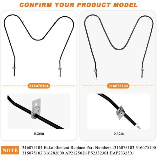 316075104 316075103 Oven Bake Heating Element by Blutoget-Fit for Frigidaire Kenmore Oven Heating Element Replaces PS438018 316282600 316075100 AH2332301 AP2125026 FEF366ECD FEF366EMD FEF326FSEF