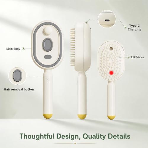 Electric Spray Air Cushion Massage Comb,Upgraded 5 in 1 Rechargeable Air Cushion Hair Brush, Retractable Self-Cleaning Steam Brush for Frizzy Hair & Scalp Care, Anti-Static & Detangling (Beige)