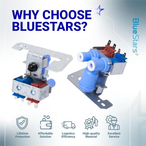 BlueStars Upgraded WR57X10051 Refrigerator Dual Inlet Water Valve - Compatible with G.E, Hotpoint & Kenmore Refrigerators - Replaces WR57X10040 AP3672839 PS901314 IMV513 WR2X10105