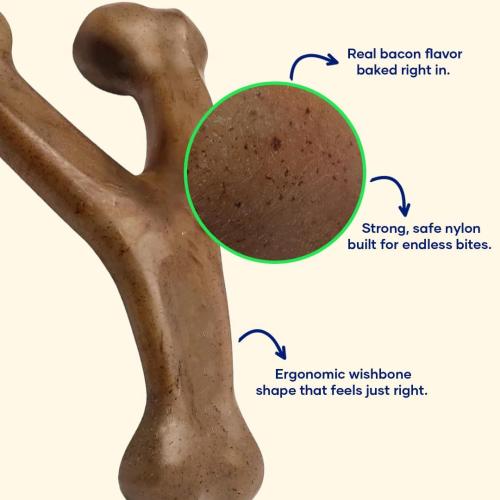 Wishbone – Bacon Flavored Dog Chew Toy | Durable, Long-Lasting, Teeth Cleaning | Safe for Heavy Chewers
