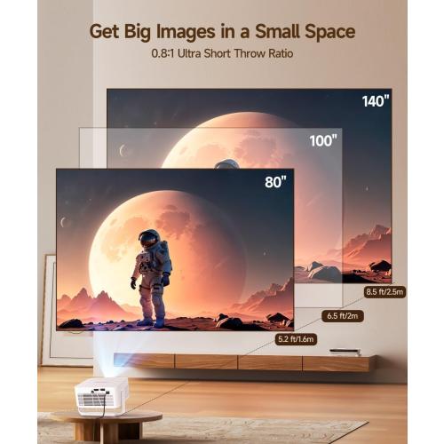 Magcubic Mini Projector with Wifi and Bluetooth, Smart Portable Projector, 260 ANSI & 2K Support, Auto Focus & Keystone, 180° Rotatable Portable Movie Proyector for Home Outdoor HY300GT