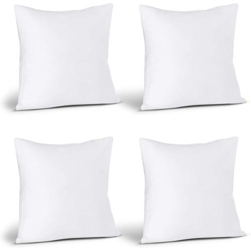 Utopia Bedding Throw Pillows (Set of 4, White), 18 x 18 Inches Pillows for Sofa, Bed and Couch Decorative Stuffer Pillow