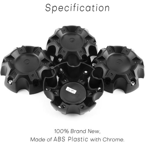 5.55in Wheel Center Caps for Ballistic Center Hubcaps, 4 Pack Black Center Cover Replacement, 6 lugs